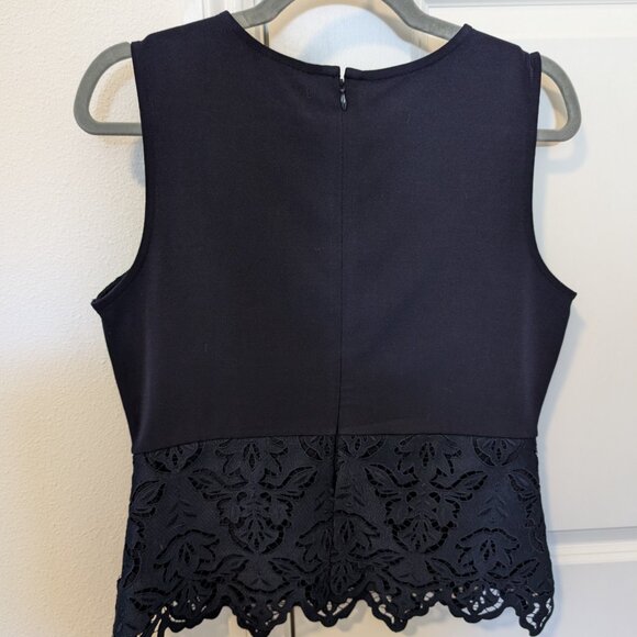 Navy Lace ANN TAYLOR Sleeveless Blouse (Size S) - Picture 2 of 5